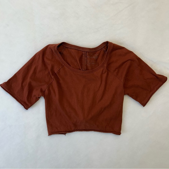 We The Free Terracotta Open Back Raw Hem Crop Top Sz M - Picture 1 of 13
